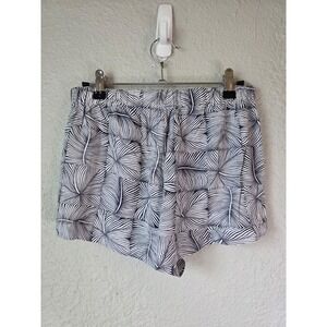 Roxy Women's Shorts Size S/P White Blue Leaf Pattern Drawstring Waist‎